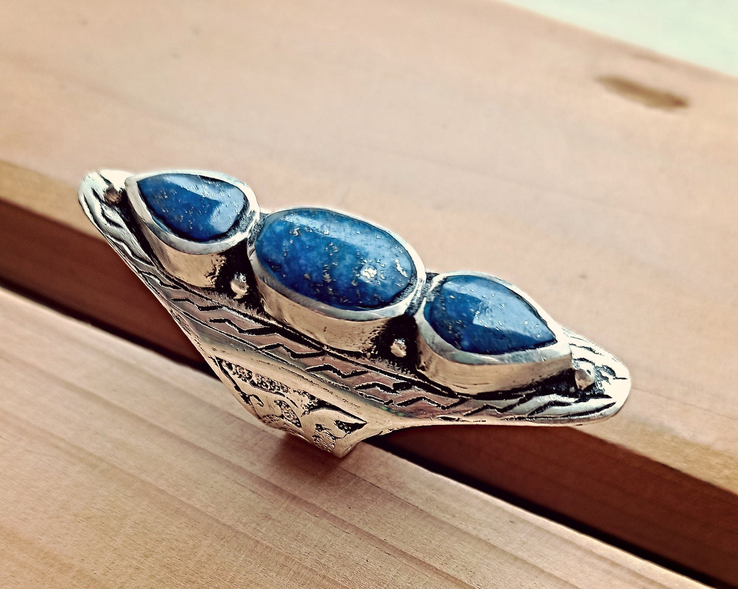 Lapis ring- Lapis jewelry- Saddle ring. Lapis statement ring.Ethnic Stone rings.Wire work Afghan ring. Gypsy Nomadic Ring Lapis ring