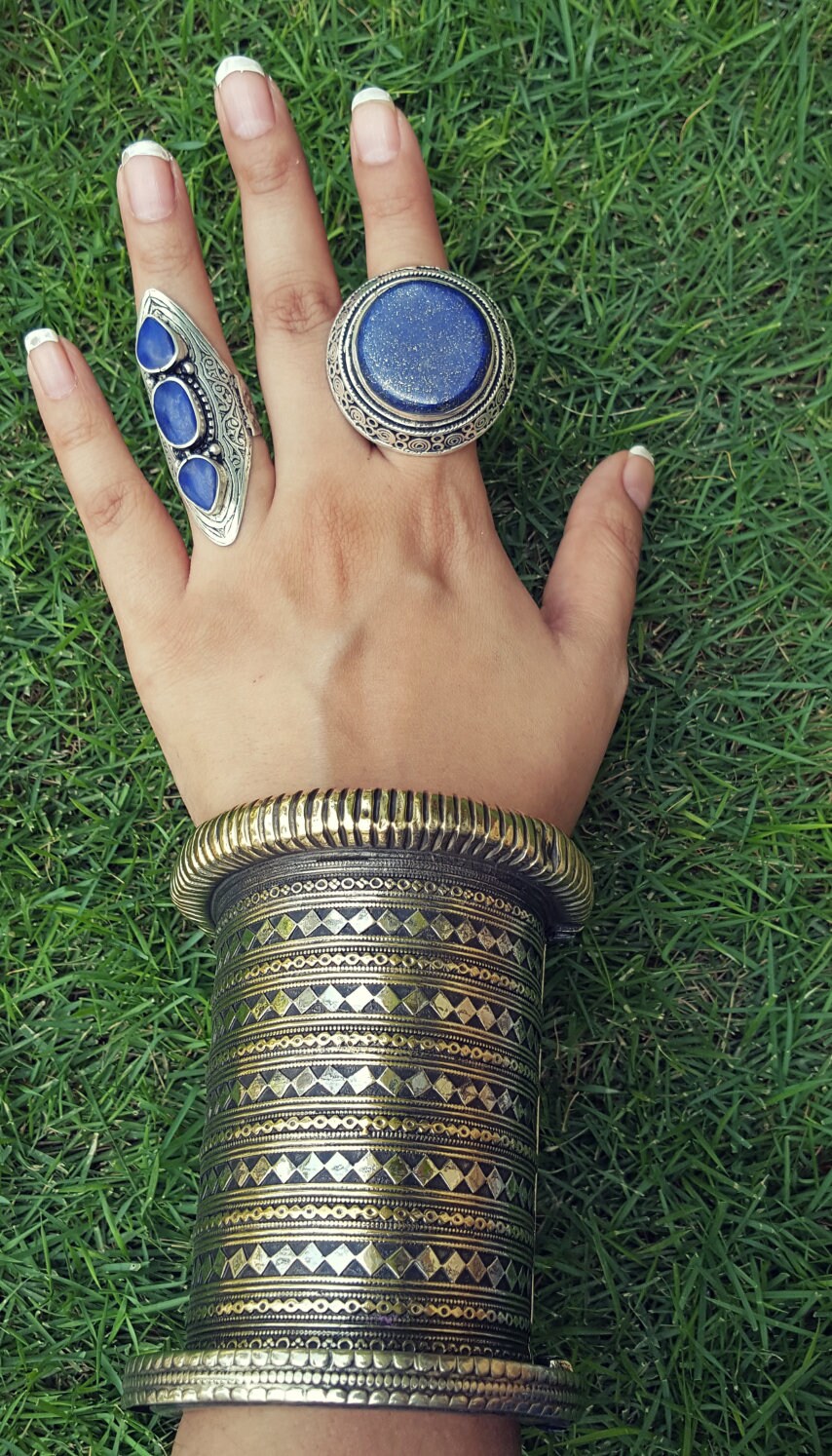 Lapis ring- Lapis jewelry-  Saddle ring. Lapis statement ring.Ethnic Stone rings.Wire work Afghan ring. Gypsy Nomadic Ring Lapis ring