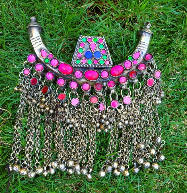 Antique  tribal nomadic choker necklace- Vintage Afghan Masterpiece jewelry- Ethnic one of a kind bohemian necklace- Afghan jewelry