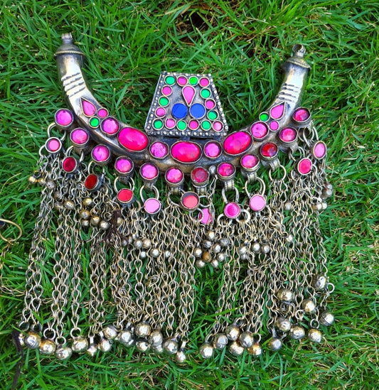 Antique  tribal nomadic choker necklace- Vintage Afghan Masterpiece jewelry- Ethnic one of a kind bohemian necklace- Afghan jewelry